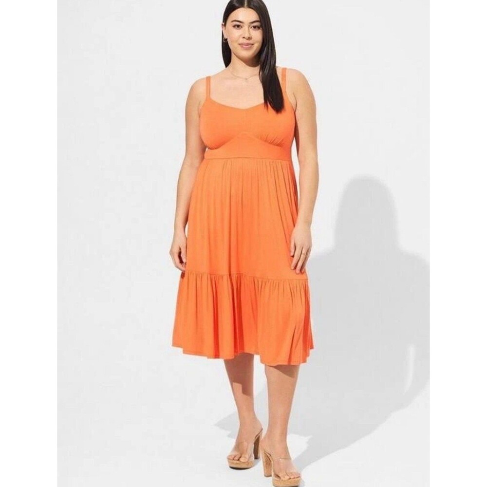Torrid nwt super soft midi dress orange nasturtium 1